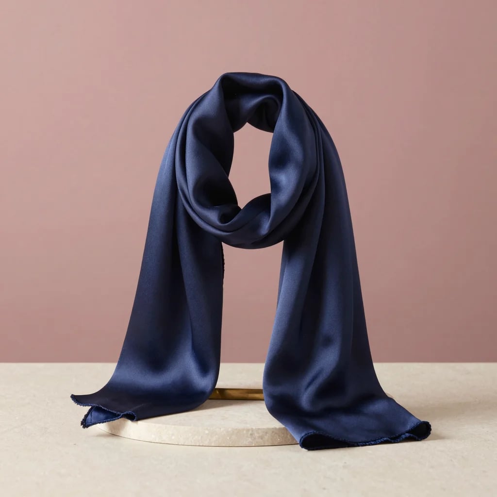 Deep Navy Silk Scarf
