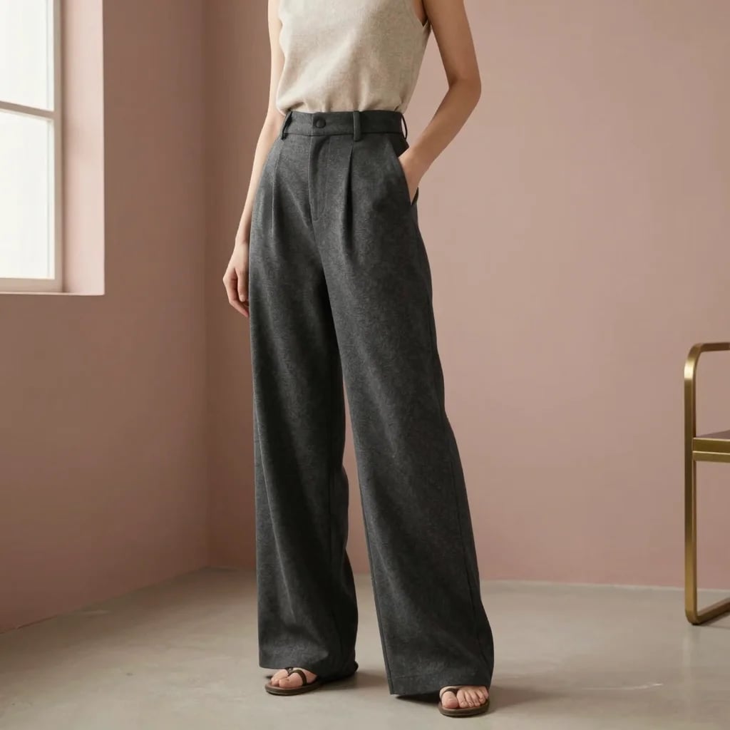 Charcoal Wide-Leg Trousers