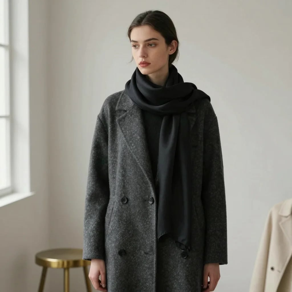 Black Silk Twill Scarf