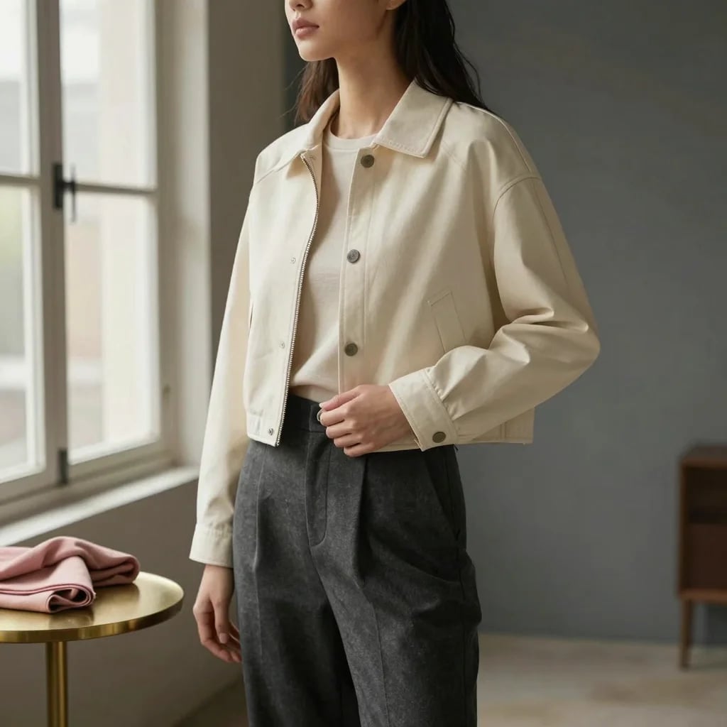 Cream Cropped Jacket
